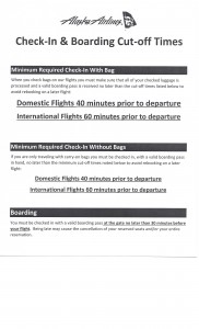 Alaska Check-In and Boarding Cut-Off Times